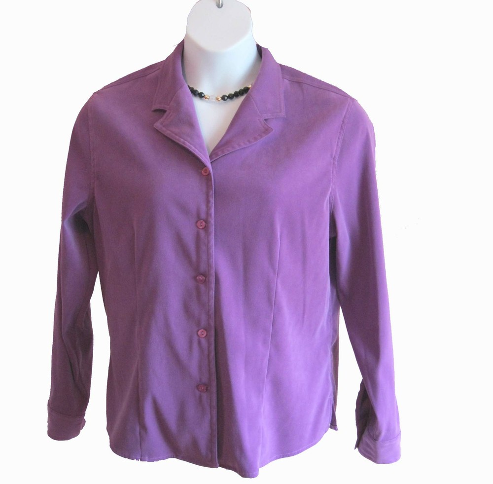 ULTRAVIOLET Purple Moleskin Shirt Size XL 16 18 Blouse TOP Architect L/S Stretch