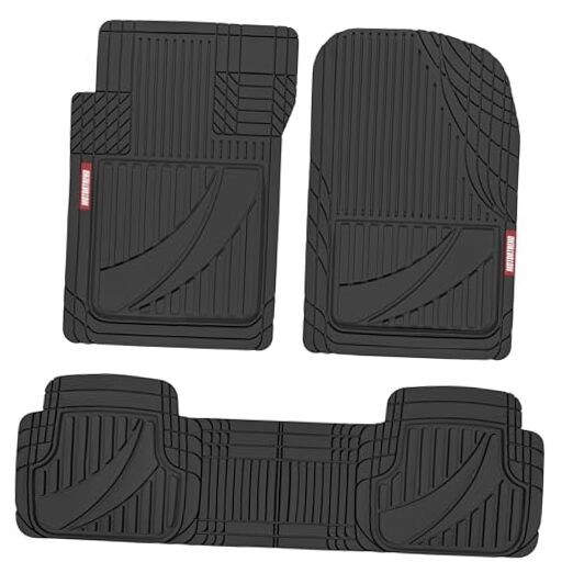 FlexTough Advanced Rubber Car Floor Mats – Heavy Duty Trim to Fit All Black