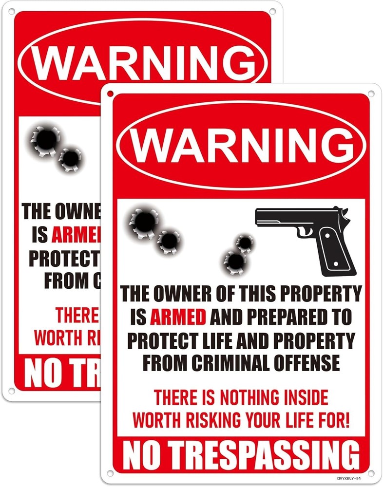 No Trespassing Sign Gun Signs for Home Security,There is Nothing Inside Worth...