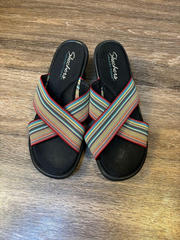Skechers Rumbler Multicolor Strappy Memory Foam Sandals Size 9