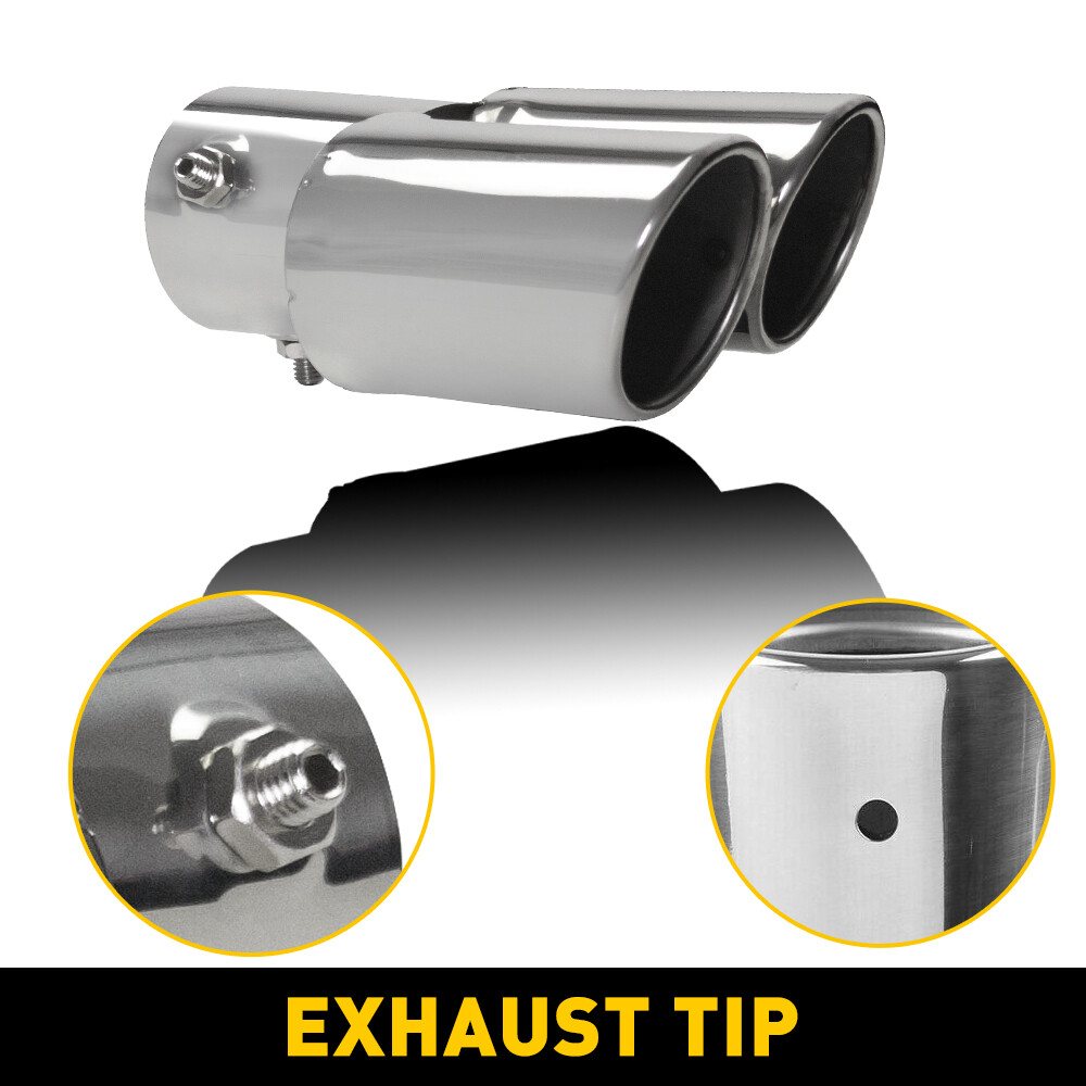 Car Rear Dual Exhaust Pipe Tail Muffler Chrome Tip Stainless Steel Accessories