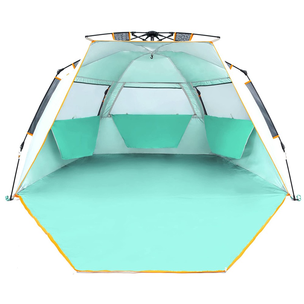 3-4 Person Easy Up Beach Tent UPF 50+ Portable Instant Sun Shelter Canopy Umb...