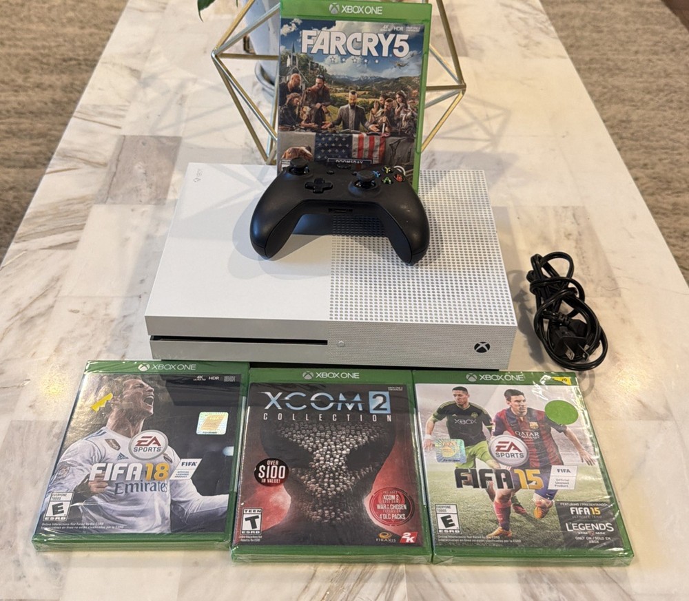 Xbox One S 500GB White Console Controller 3 New Games Tested Working