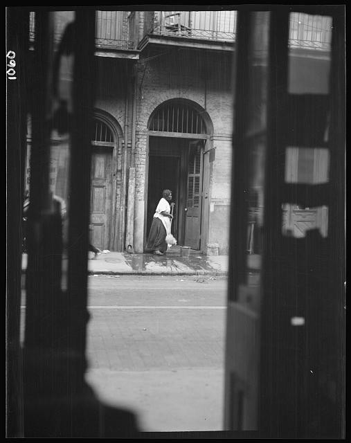 Photo:New Orleans LA 1920s Woman Cleaning Sidewalk Street View