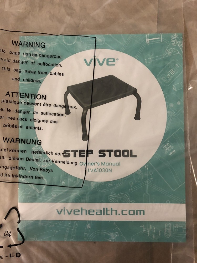 Vive Heavy Duty Metal Portable Adult Senior High Bed Step Stool Black