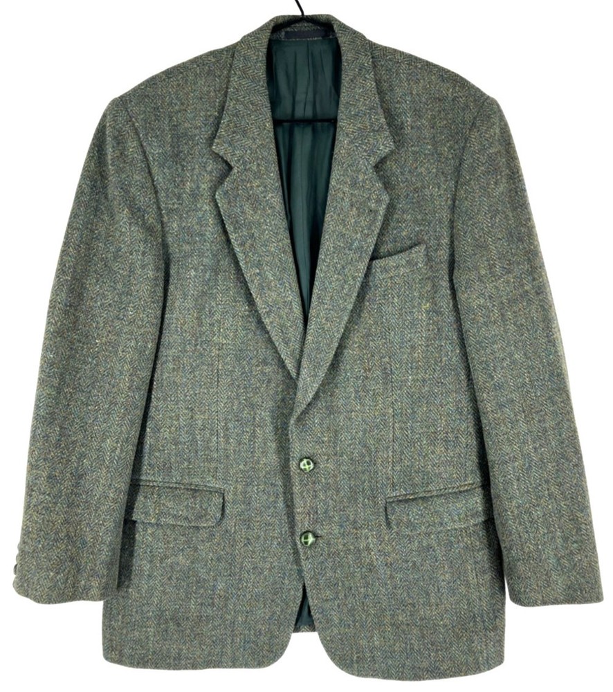 Vintage Harris Tweed Men Wool Hand Blazer Jacket Size 44