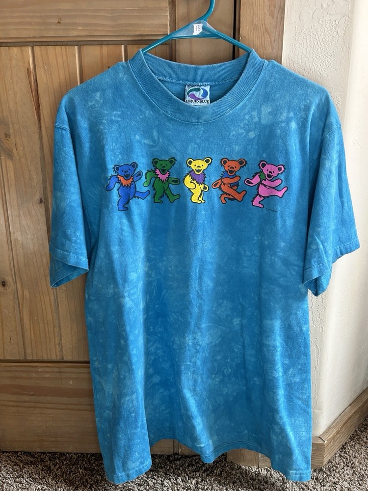 Grateful Dead Vintage 1997 Liquid Blue Tie Dye Dancing Bears t-shirt size Large