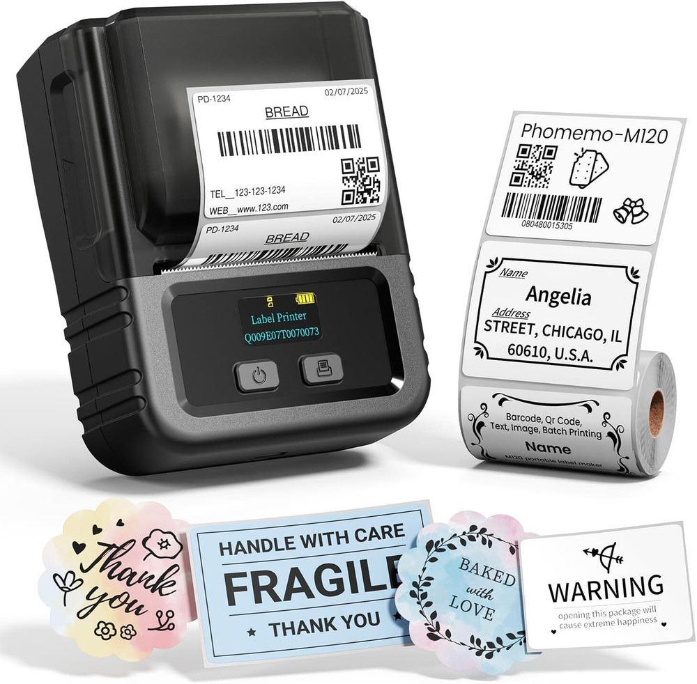 Phomemo M120 Portable Bluetooth Barcode Label Printer in Black