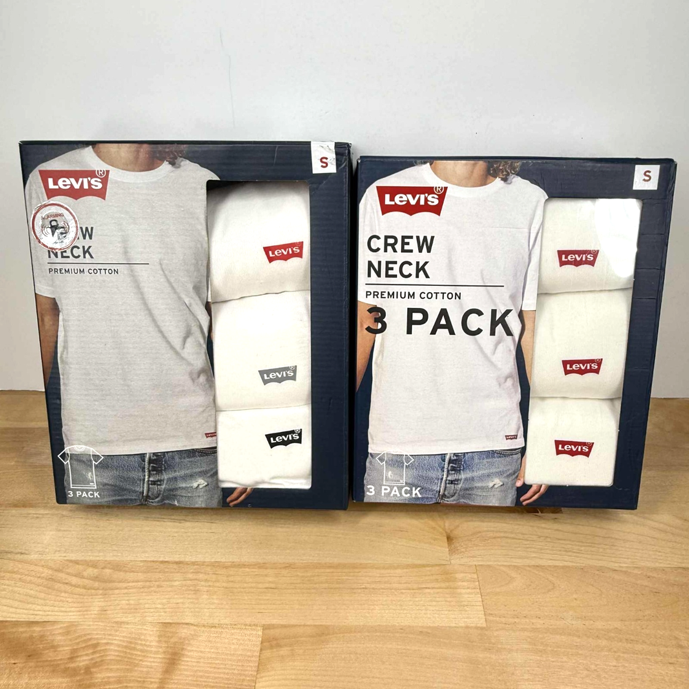 Levis Shirts Mens Small 6-Pack Crew Neck Premium Cotton T-Shirts White Levis NEW