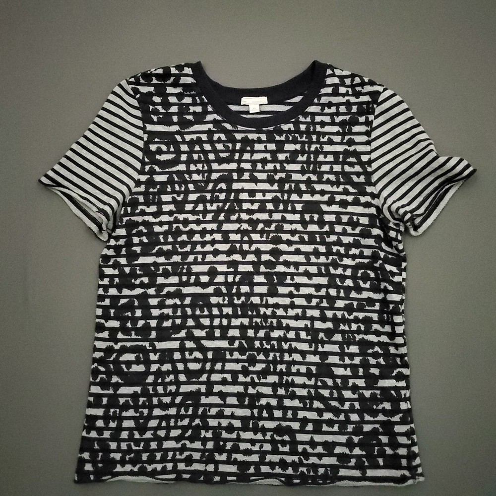 Gap Women XS Striped Abstract Print Crew Neck Short Sleeve T Shirt Top Cotton
