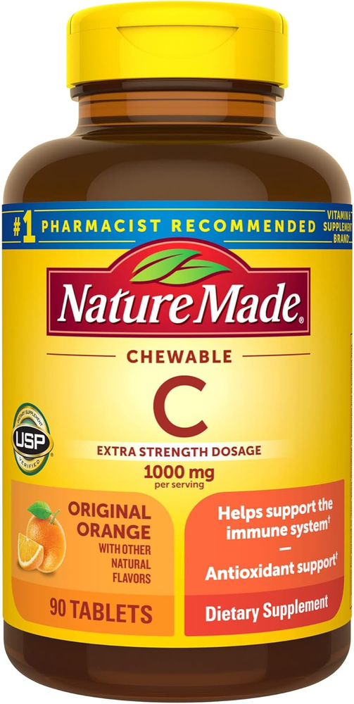 Nature Made Extra Strength Dosage Chewable Vitamin C 1000 Mg per Serving, Dietar