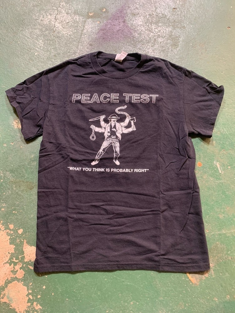Peace Test Punk Metal Band Graphic Black Cotton T-Shirt Size S