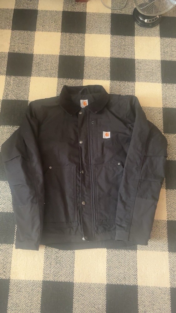 Carhartt Full Swing Black Jacket Button Logo Short Lined Men's Size S