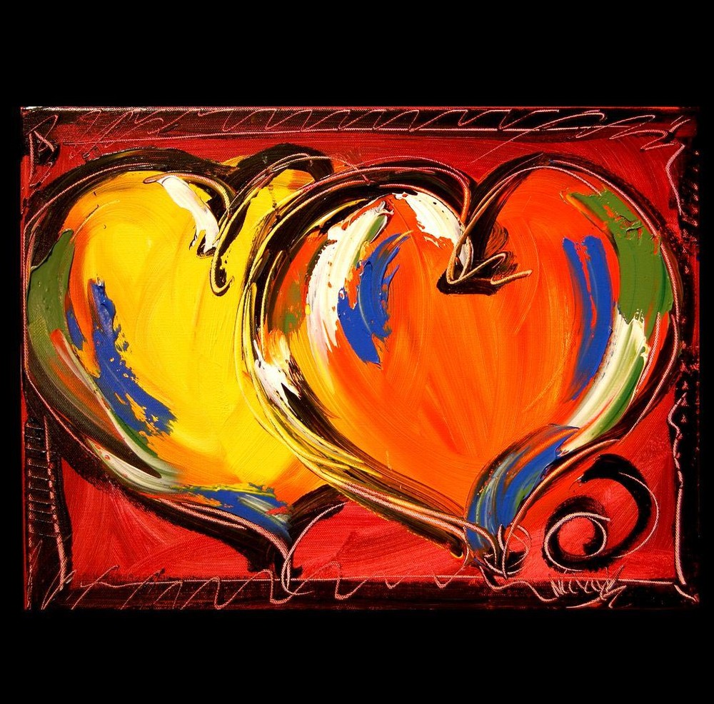 HOT HEARTS   BY KAZAV   Modern Original Oil Abstract Painting Wa4Tcw