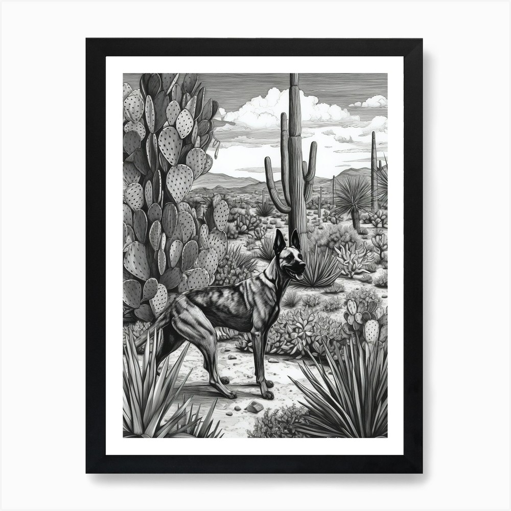 Desert Botanica Framed Dog Art Canvas Print Wall Decor  
