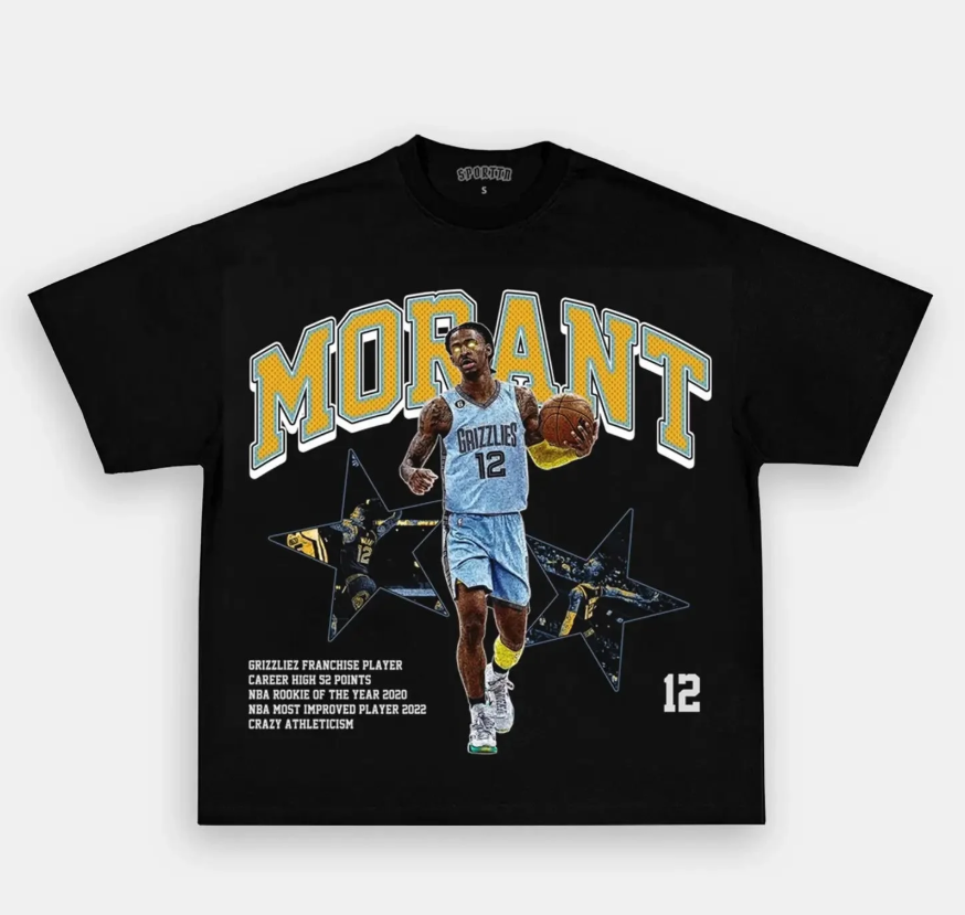 Ja Morant Graphic T Shirt 100% Cotton Basketball Star Tee