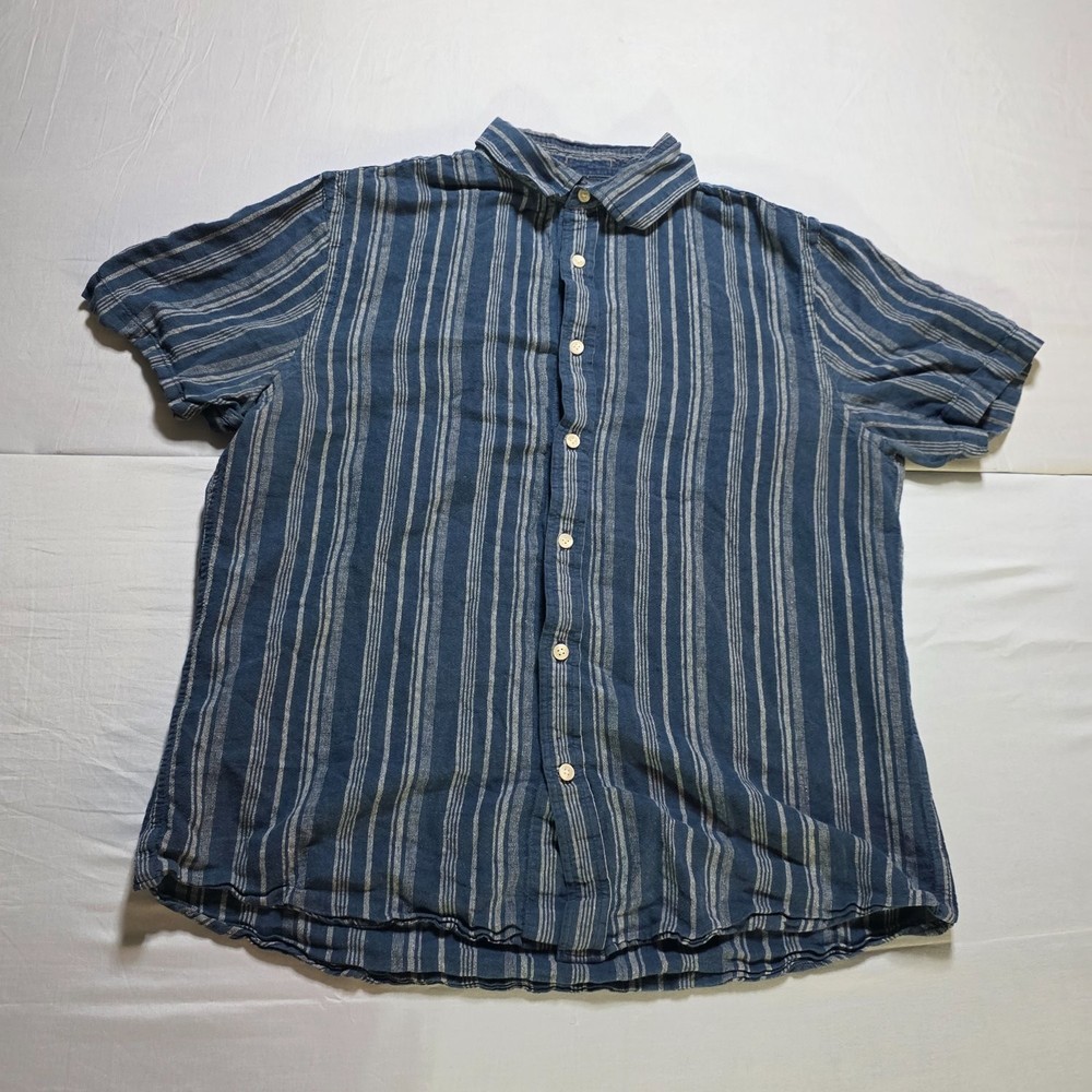 Banana Republic Slim Fit Men's Button-Down L Blue Vertical Stripes