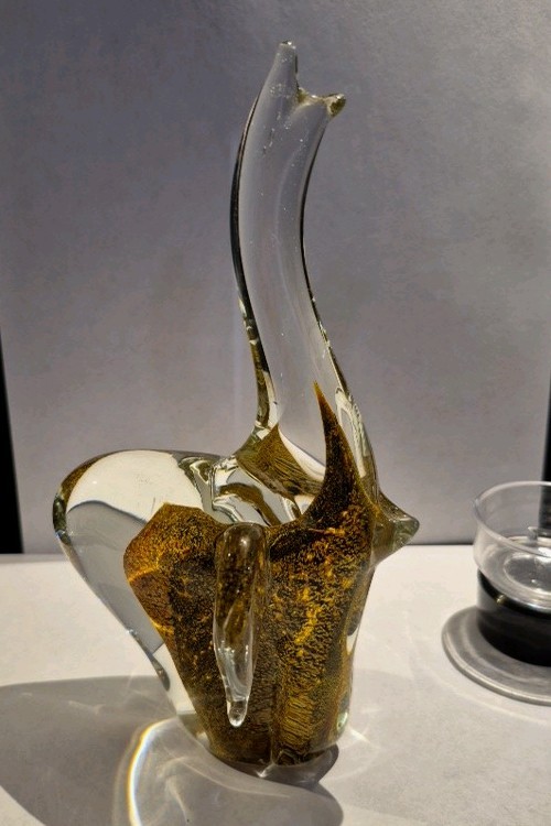 Murano Style Art Glass Elephant Brown Shades Gold Dust Hand Blown