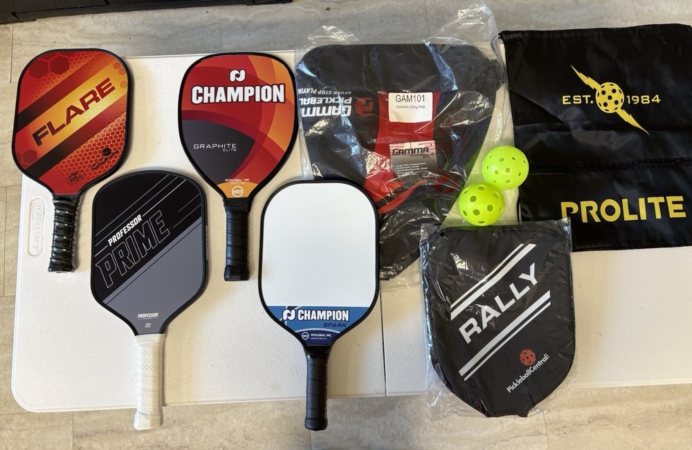 Pickleball Starter Kit with 4 Paddles Sling Bag Cover Ball Bag and 2 Balls