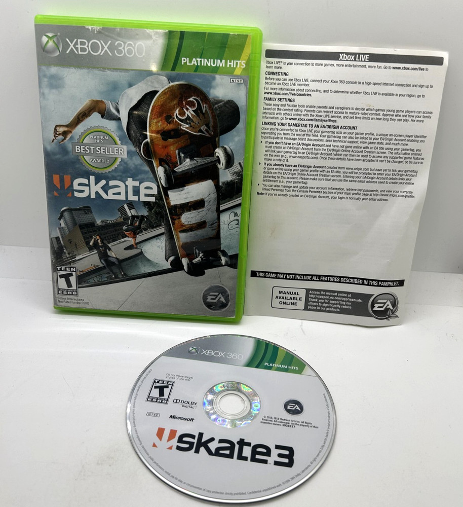 Skate 3  Microsoft Xbox 360 Video Game Platinum Hits w/ Manual - TESTED