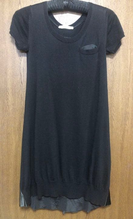 Sacai Luck S Black Cotton Satin A-line Dress Women's Fashion New