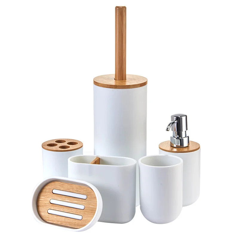 Bathroom Accessories Set Soap Dispenser Bottle Dish Washroom Toothbrush Holder