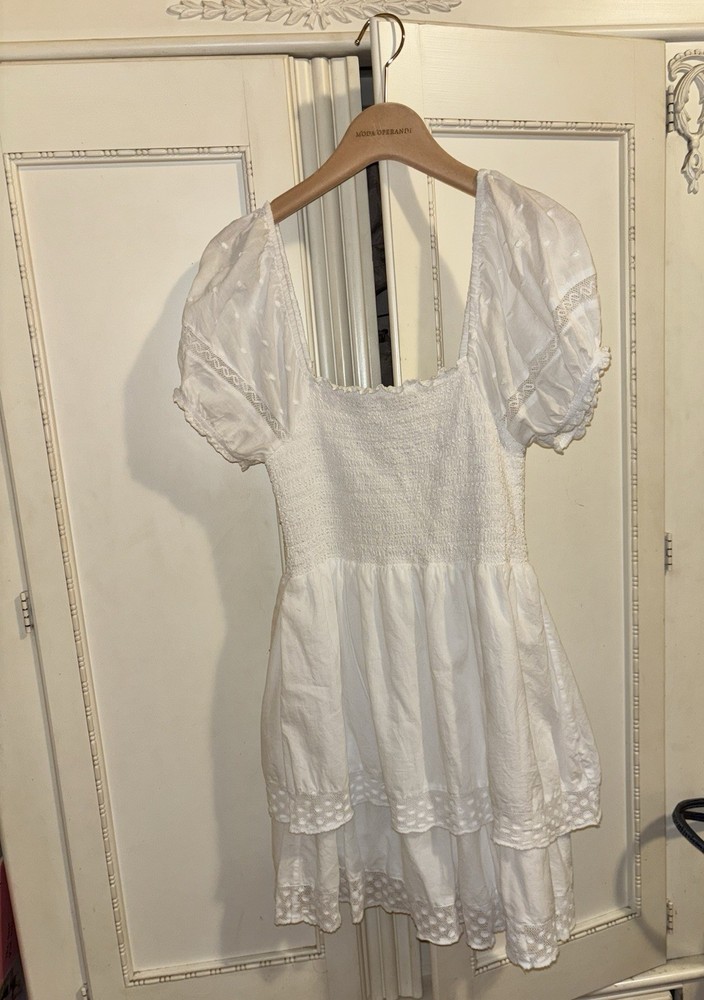 Love Shack Fancy White Polka Dot XS fits Small Best Tiered Dress