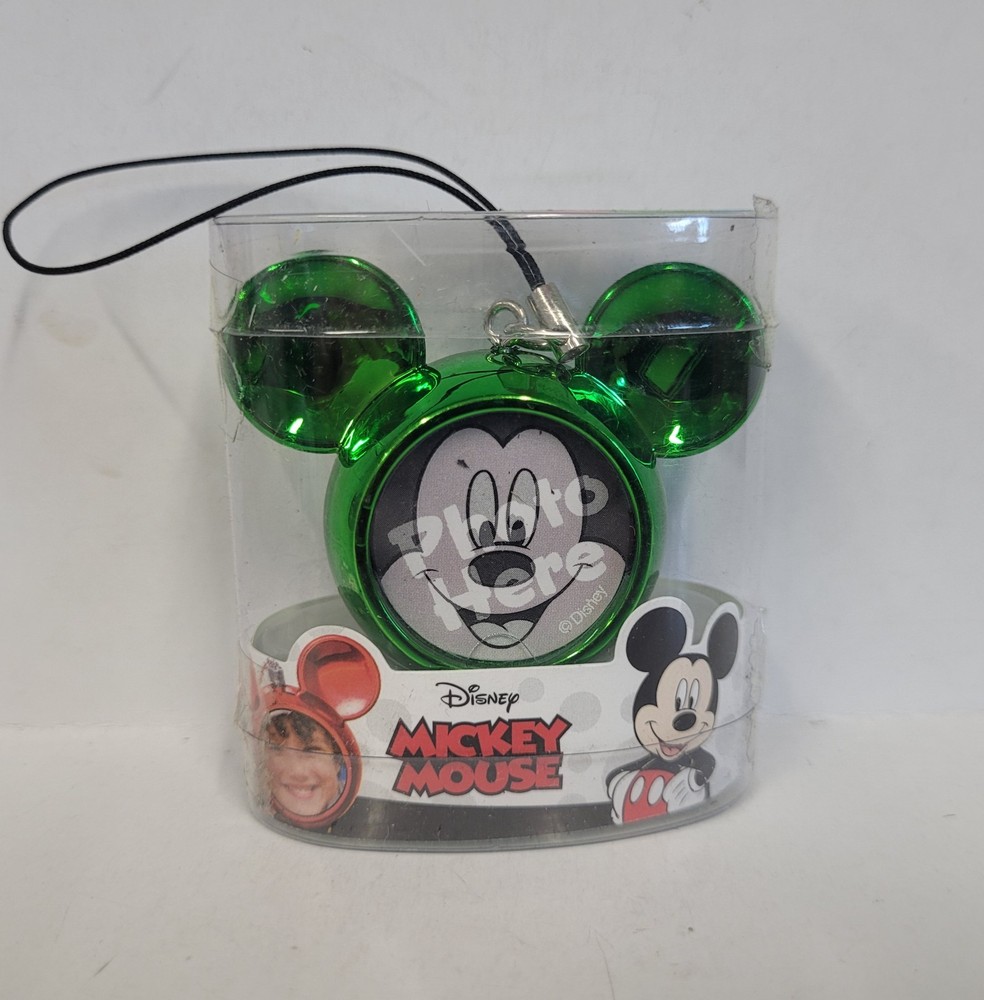 Cell Phone Charm Photo Holder - Disney Mickey Mouse 3D Face Key Chain GREEN