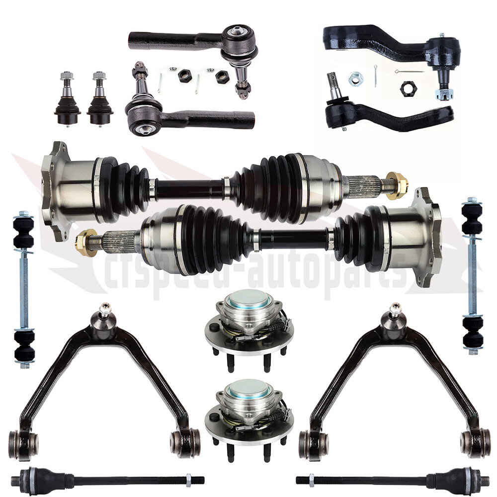 16PC Front Control Arm Wheel Hub Bearing CV Axle Kit for GMC Sierra Yukon 1500