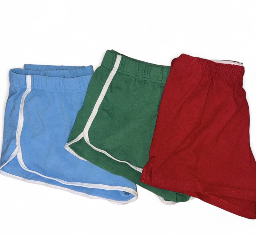 Women's Athletic Knit Shorts Cotton Blend Blue Green Red Elastic Waist Gym Run