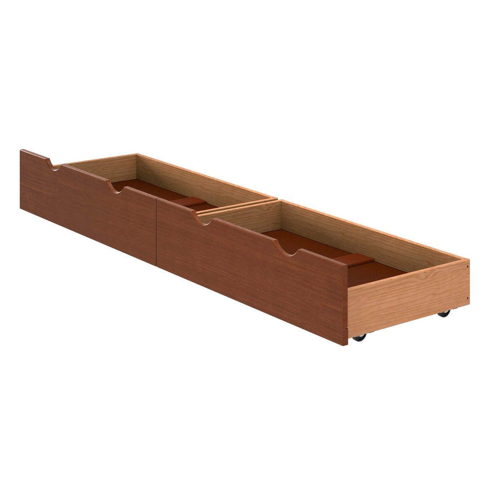 Under Bed Storage Drawers - Set of 2 Solid Wood Rolling Under Bed Storage wit...