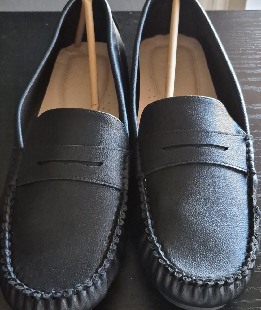 USTFAB Men's Black Casual Loafers Slip On Round Toe Size 11 Cushioned Synthetic