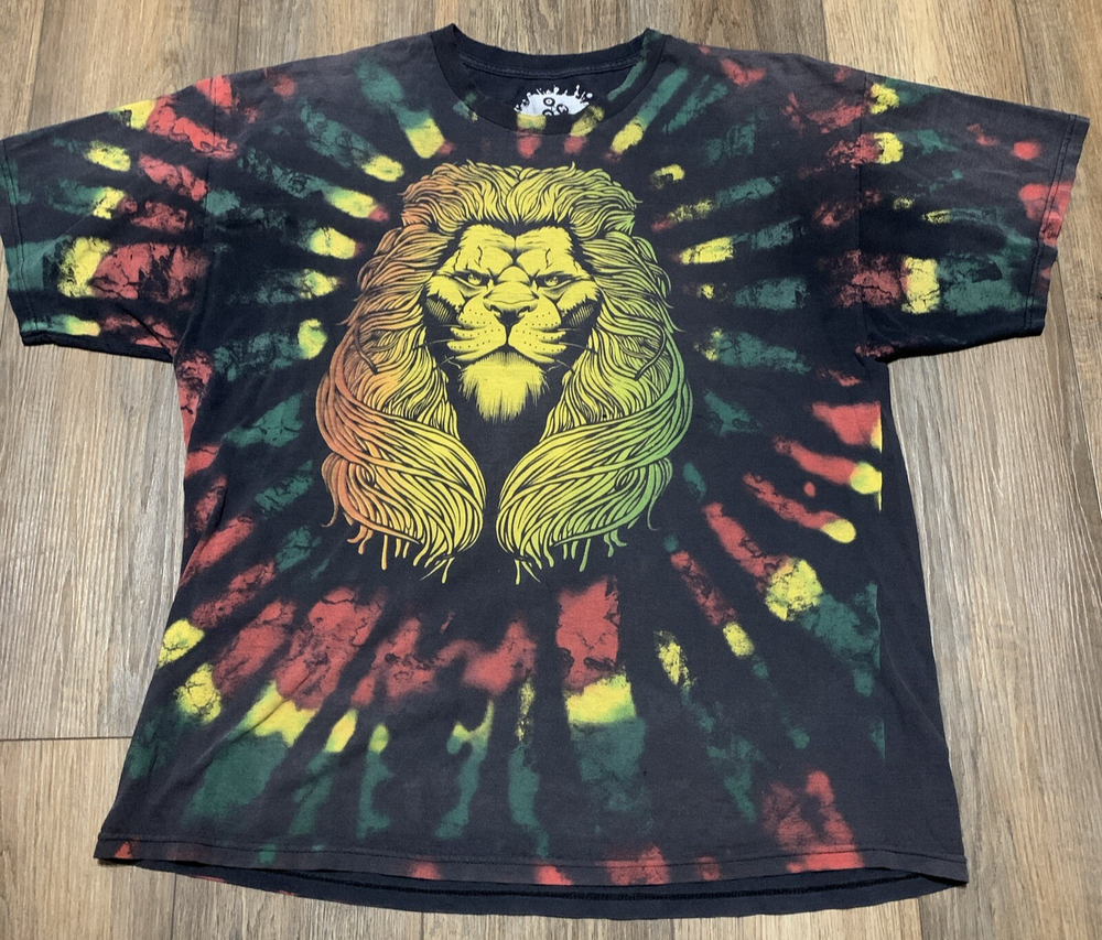 DOM It's About the Art Tie Dye Lion Graphic T-Shirt Mens XXL Colorful Reggae