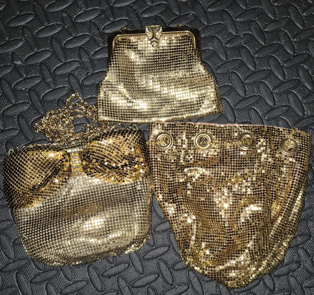 Whiting and Davis, Fiora Gold Mesh Evening Bags & Coin Purses Lot of 3