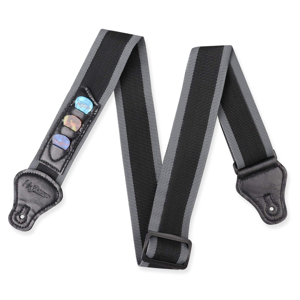 Guitar Strap 36.6in - 65in with 3 Pick Holders for Electric Acoustic Guitar, ...