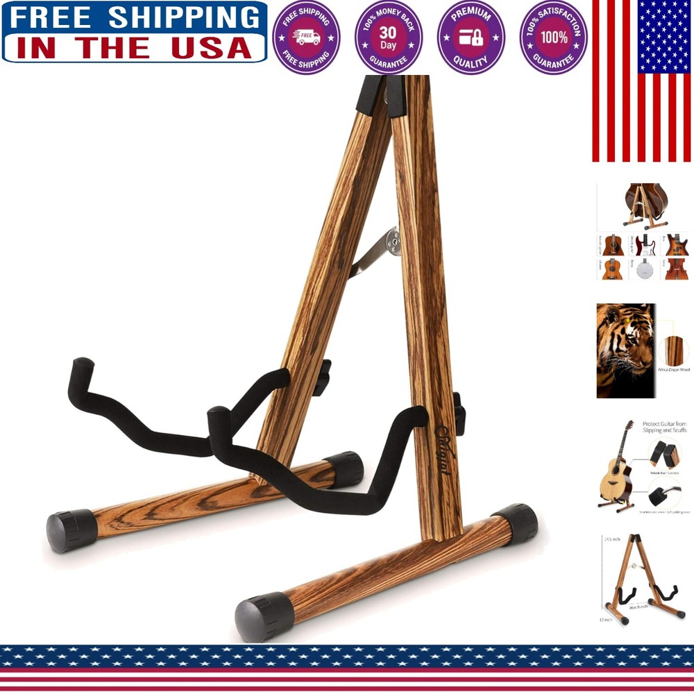 Sturdy A-Frame Guitar Stand for Electric and Acoustic Instruments - Adjustable