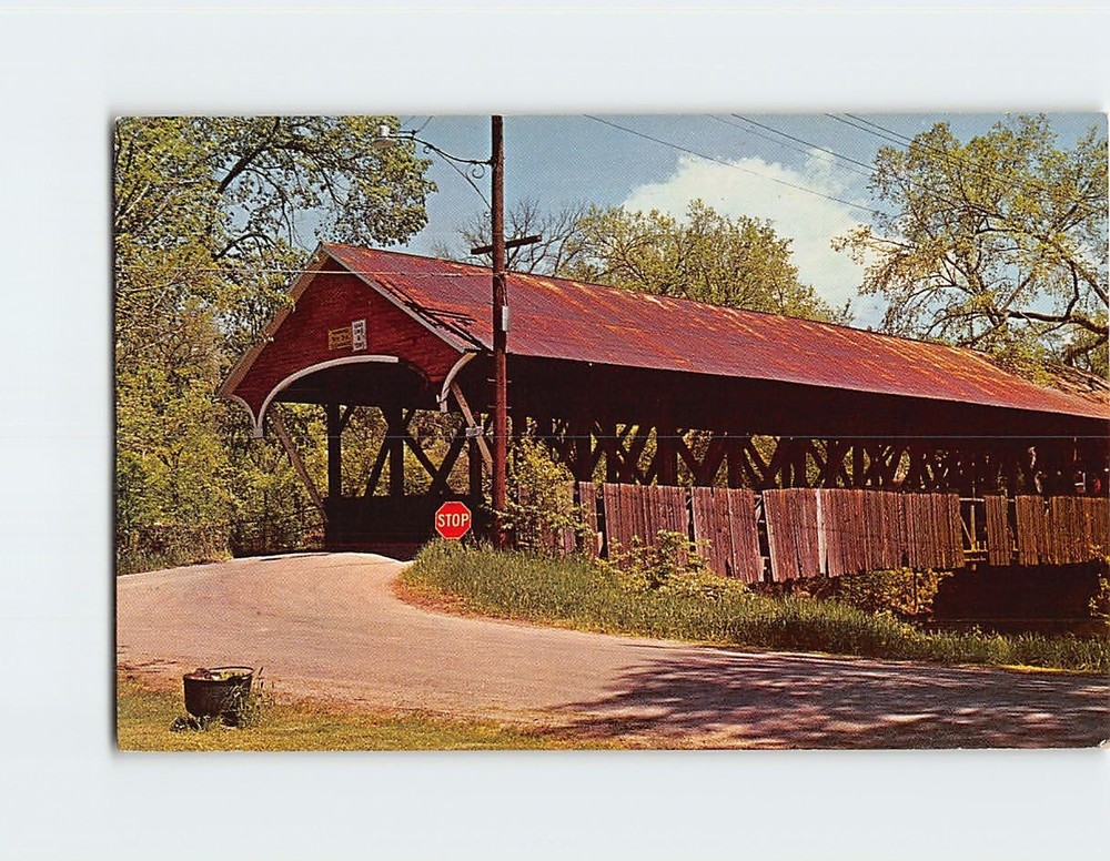 Postcard Mechanic Street Covered Bridge Lancaster New Hampshire USA