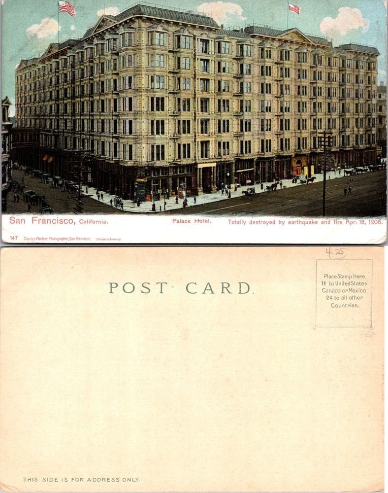 San Francisco CA Palace Hotel Postcard