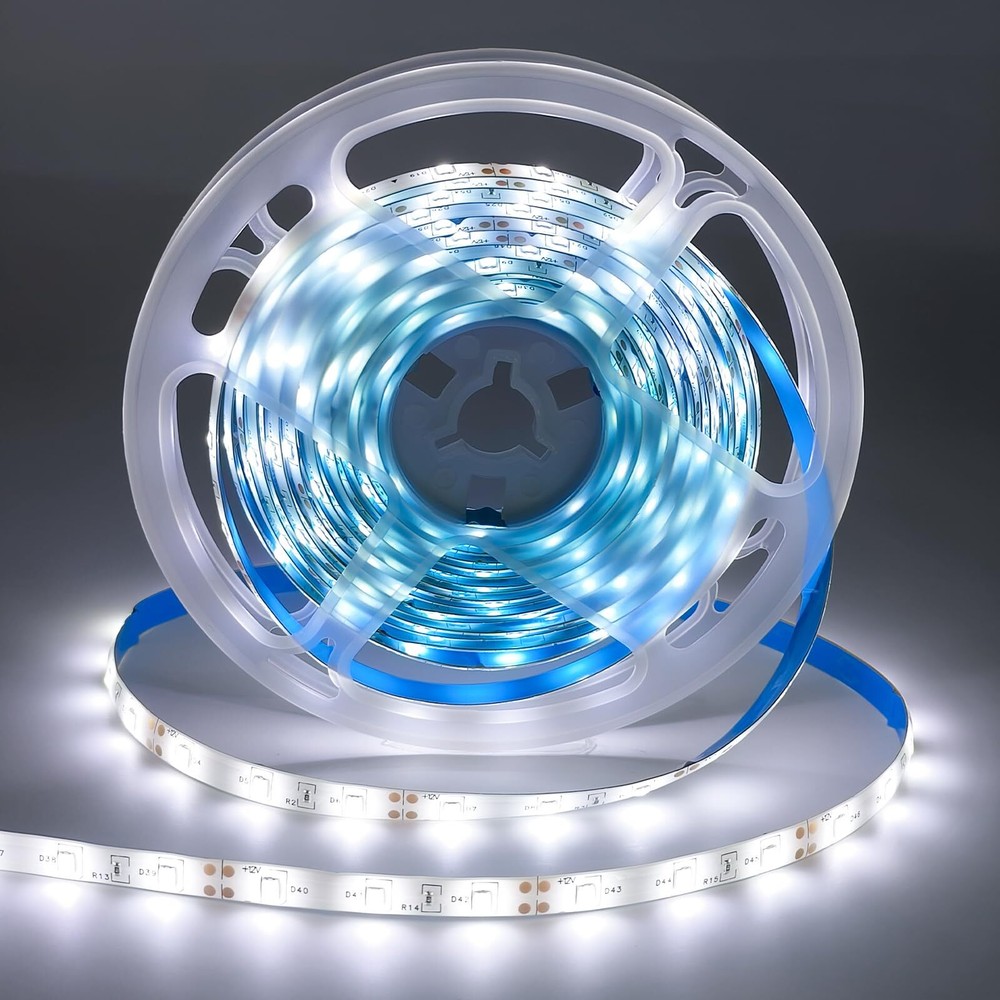 iNextStation 12V LED Light Strip White, 16.4ft/5m LED Strip 6000K IP65 Waterp...