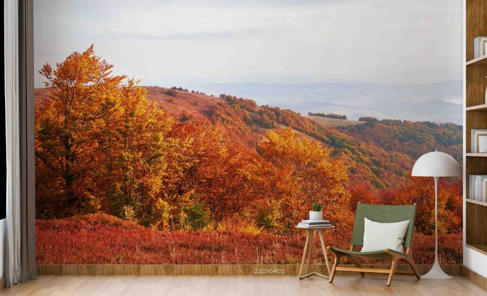 3D Mountains Forest Autumn Landscape Wall Murals Wallpaper Murals Wall Sticker 6