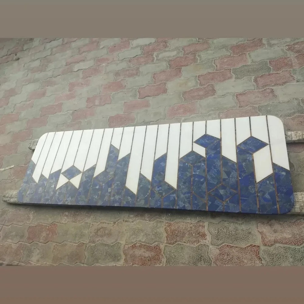 Lapis Lazuli White Marble Console Slab for Modern Hallway Decor