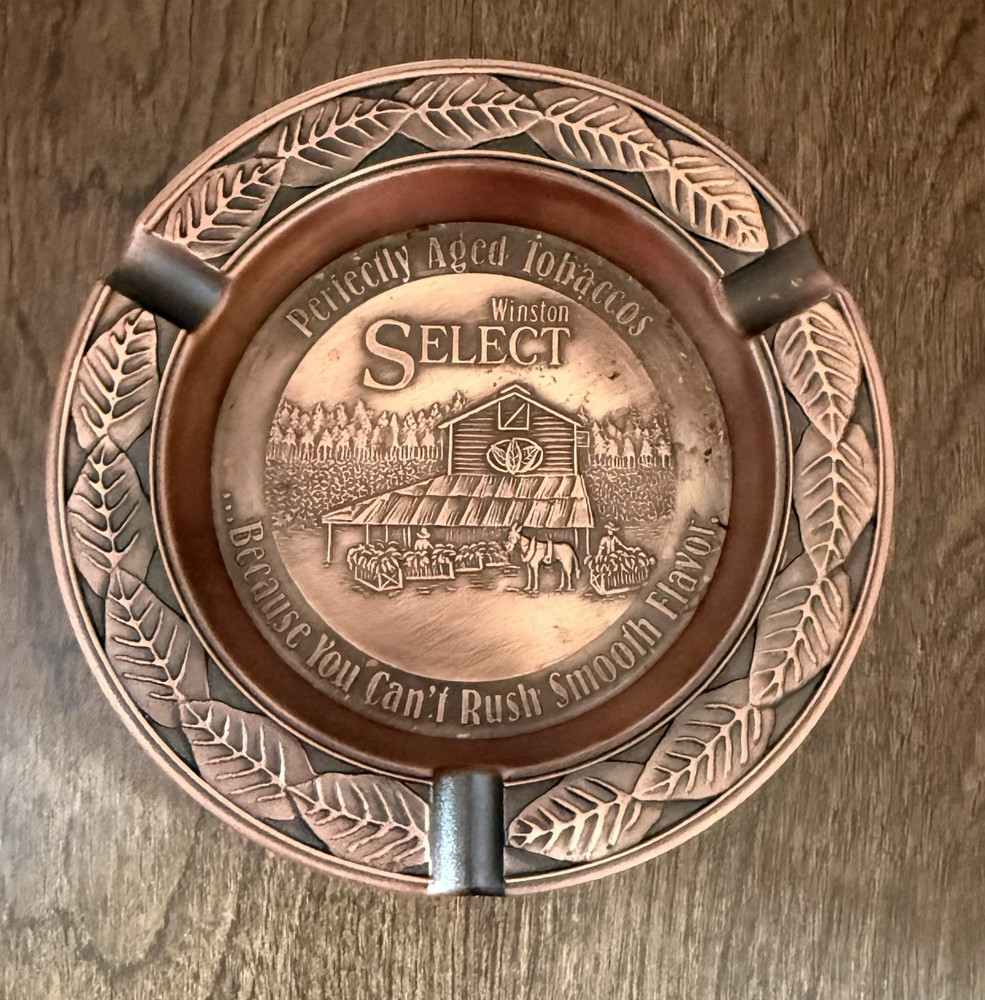Vintage WINSTON Select Tobacco Advertising Metal Copper Color Ashtray