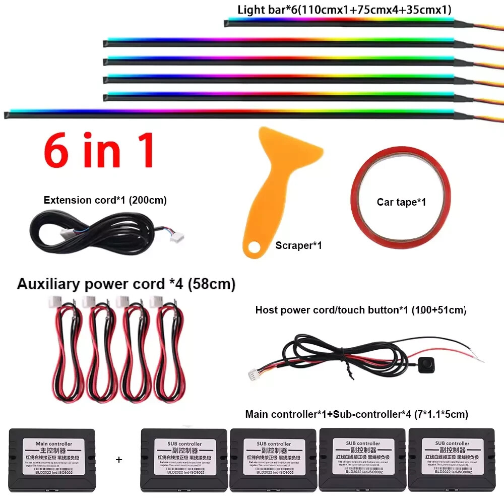 RGB Symphony Car Atmosphere Interior LED Acrylic Guide Fiber Optic Ambient Light