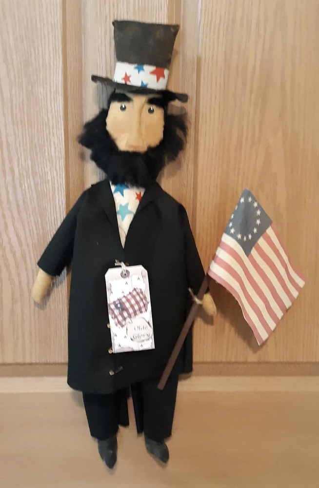 Handmade Primitive Americana Patriotic Abraham Lincoln Doll