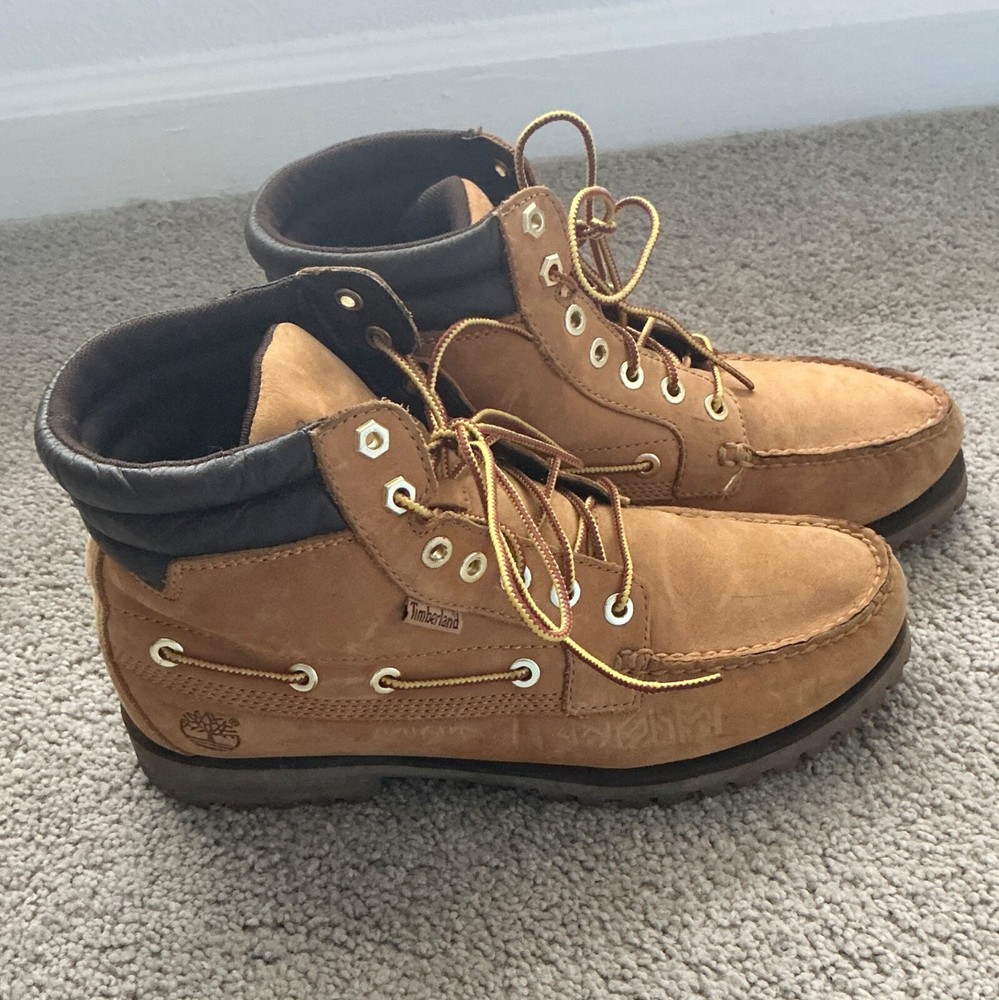 Timberland Mens Oakwell 7-Eye Moc Toe Tan Boots Size 9 Medium