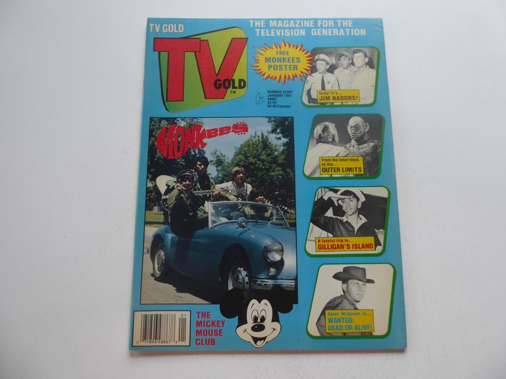 TV GOLD NO8 JAN 1987 MONKEES ЦВЕТНОЙ ПЛАКАТ STEVE MCQUEEN ПОЧТИ КАК НОВЫЙ -
