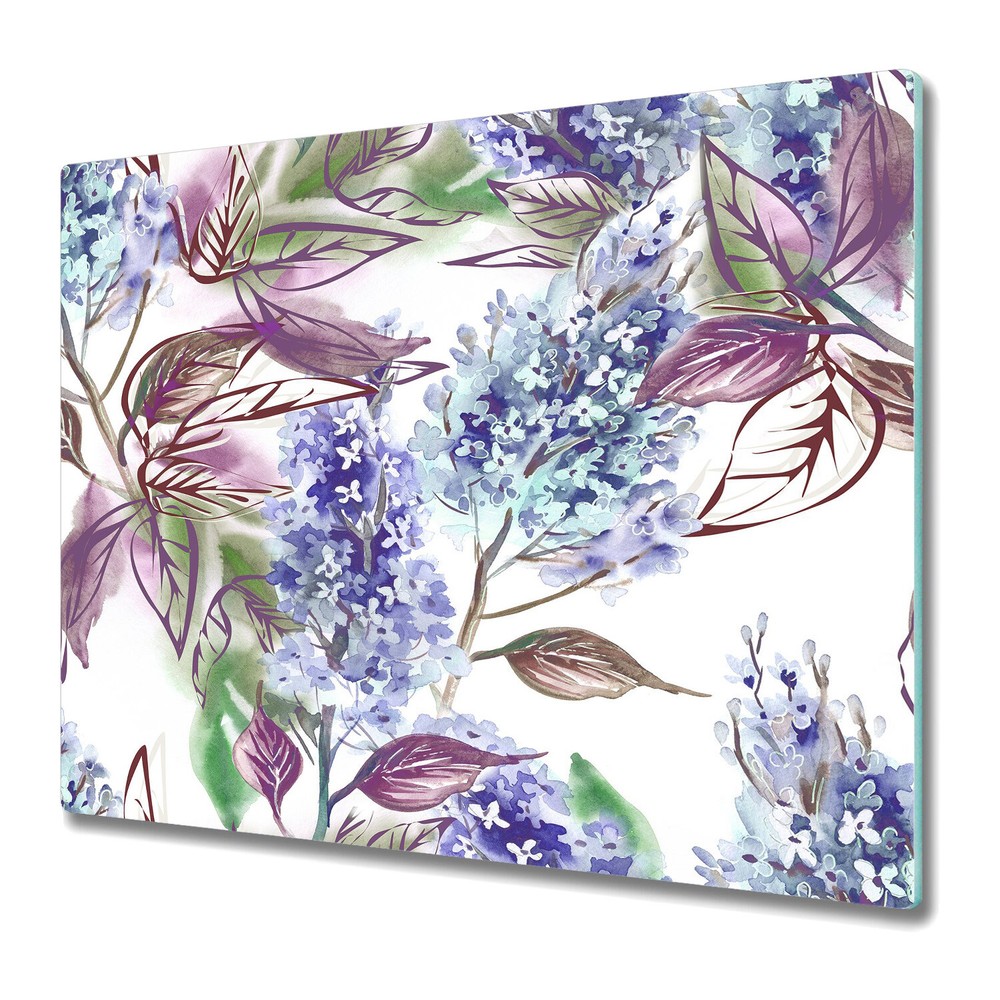 Serving Chopping Board Lilac Watercolour Violet Flowers i Illustration 60x52