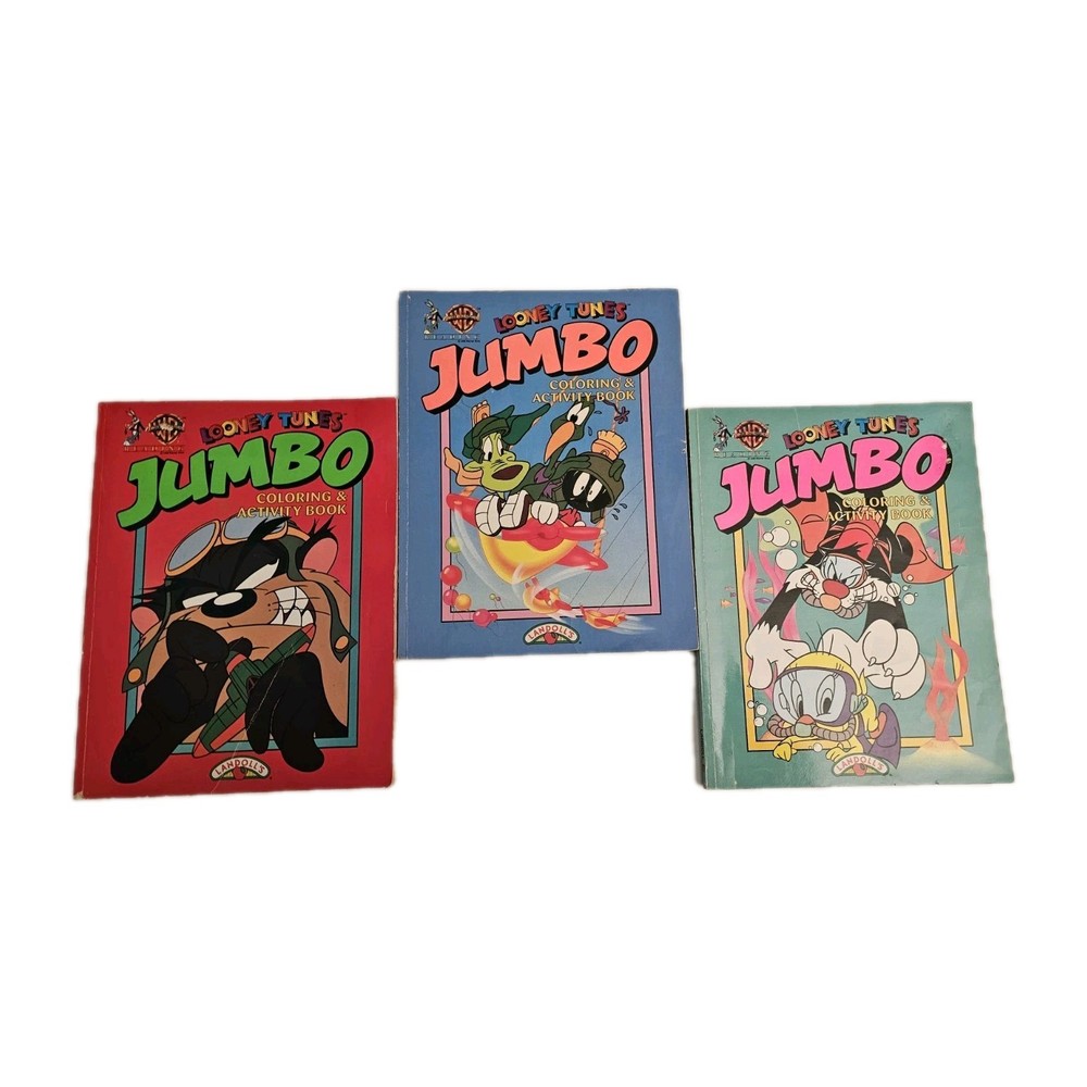Vintage Looney Tunes Jumbo Coloring  Activity Book Landolls 1996 Lot Of 3