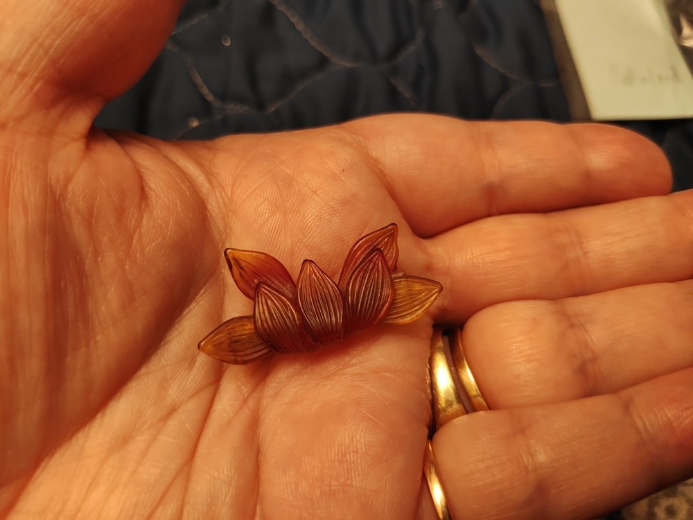 Antique Purple Celluloid Petals Pin Brooch