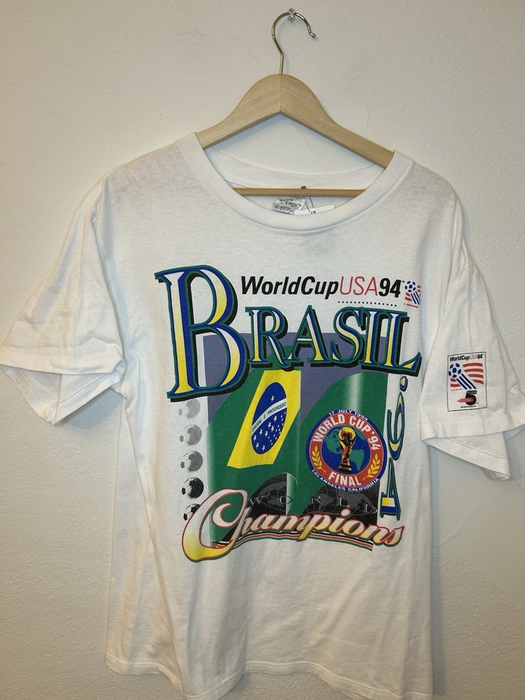 Vintage Brazil 1994 World Cup T Shirt Size Large True Vintage Single Stitch FIFA